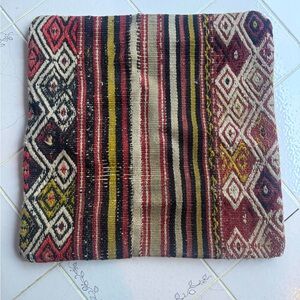 Handmade Multicolor Geometric Patterned Turkish Cushion Cover 18x18in